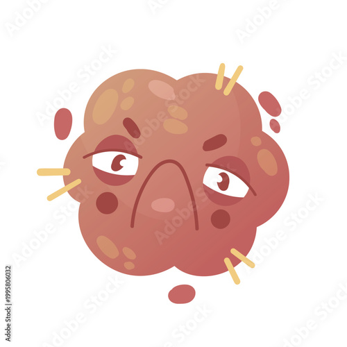 Cartoon comic germ disease microorganism, kawaii microbe pathogen bacteria virus with funny face isolated on white