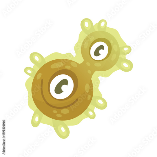 Cartoon comic germ disease microorganism, kawaii microbe pathogen bacteria virus with funny face isolated on white