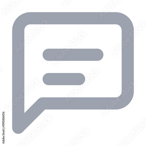Speech bubble icon with gray lines on white background for communication and dialogue