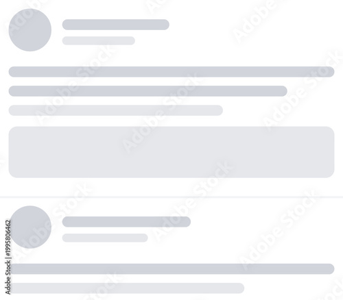 Loading animation blocks with gray bars and circles on white background depicting a buffering or progress concept