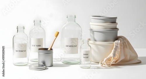 Plastic Free Household Products on White Surface