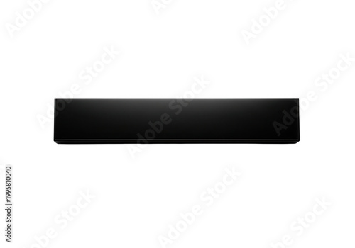 Minimalist modern rectangular black bar with sharp edges and smooth surface design for UI elements isolated on transparent background