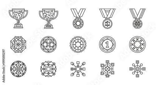 Collection of medals and awards icons.