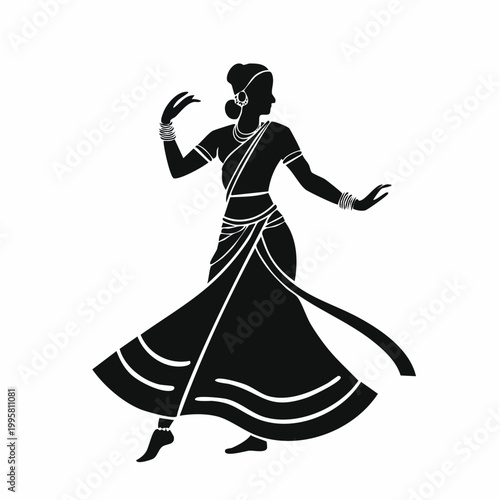 Silhouette of an Indian dancer in traditional attire