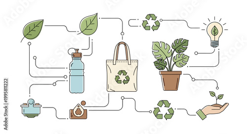 Eco friendly daily life concept illustration.