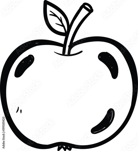 Simple Apple Fruit Line Art Doodle Sketch Illustration