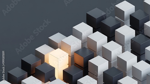 Abstract geometric 3d cubes in varying colors representing innovation and modern design concepts
