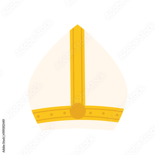 Italian pope hat. Catholic papa hat, religious vatican symbol cartoon vector illustration