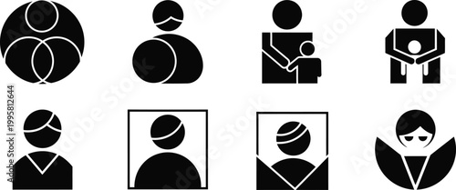 Father's Day Abstract Icon Set with Dad and Child Protection Symbol Vectors