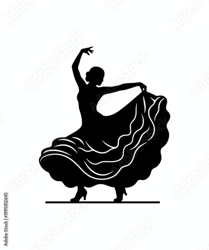 flamenco dancer in dramatic pose vector illustration