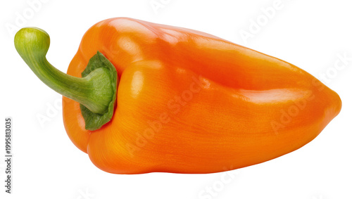 Картината върху платно Bright orange bell pepper with green stem and calyx