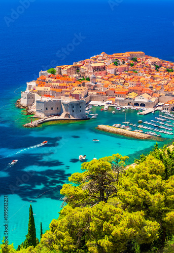 Dubrovnik, Croatia. Adriatic Sea turqoise waters, Dalmatia.