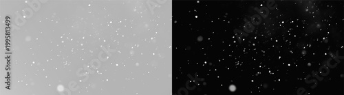 Obraz na plátně Falling snow flakes and abstract white snowfall particles overlay