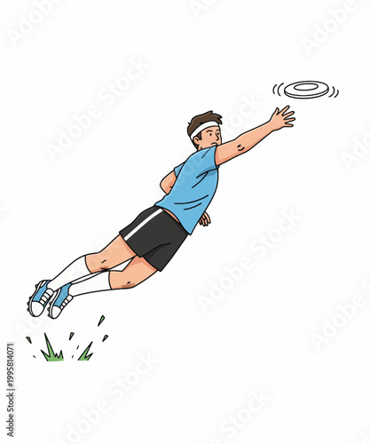 man playing frisbee in park flat design vector illustration