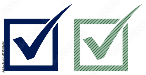 Two check marks in squares, symbolizing choice and completion.