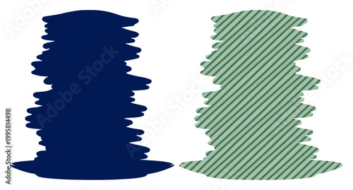 Two abstract, textured stacks of pancakes or similar round food items in contrasting colors, symbolizing variety or choice.