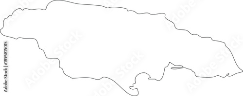 Map of Jamaica Stroke Outline Clipart Vector.