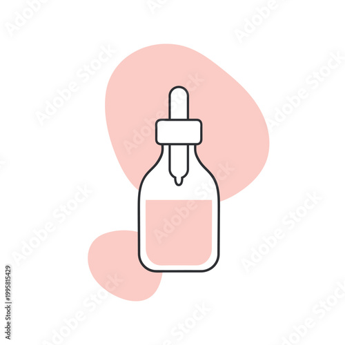 Hair care treatment serum. Hydration oil serum, hair deep treatment line vector illustration