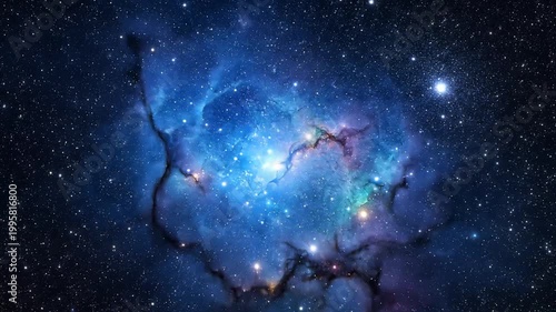 The stars and nebula are shining brightly in space with a beautiful cosmic landscape.