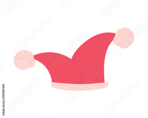 Circus jester colorful hat. Carnival costumation, circus festival show cartoon vector illustration