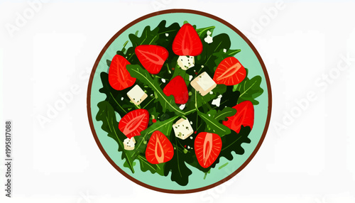 Fresh strawberries on green leaves plate.