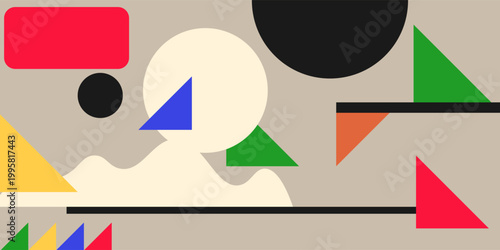 Fényképezés Modern Abstract Geometric Composition with Triangles and Lines, Suprematist Styl