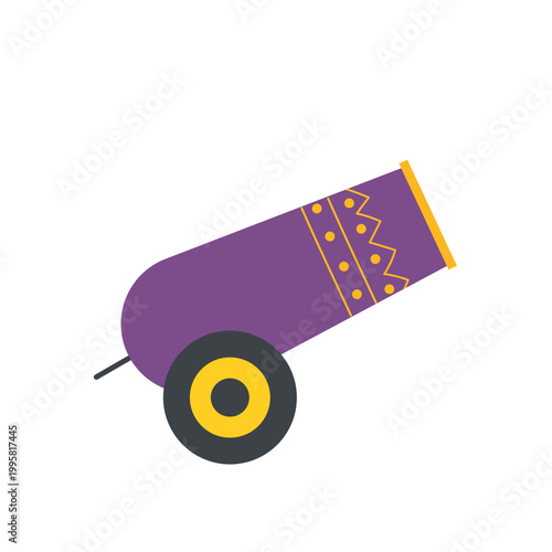 Circus colorful cannon. Show performance, amusement park festival cartoon vector illustration