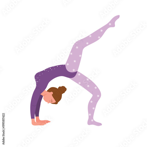 Circus female acrobat performance. Carnival show, amusement park concert cartoon vector illustration