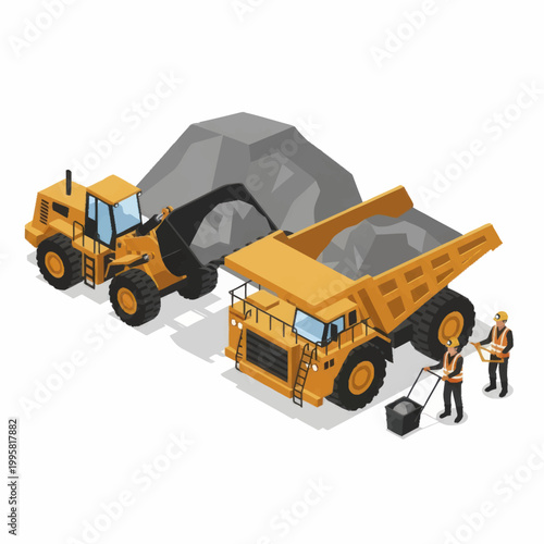 Heavy Construction Equipment Working Together at a Site.