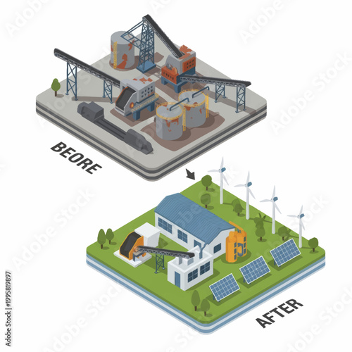 Industrial pollution transformation to clean energy production.