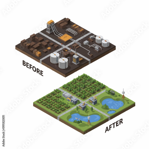 Industrial pollution transformation to clean environment and nature.