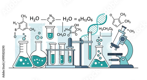 Scientists conducting experiments with various laboratory equipment and chemical compounds in a science lab.