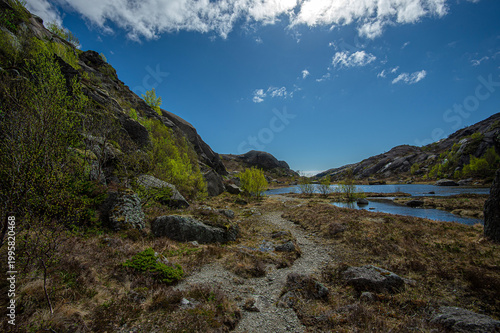 mountain landscape with blue sky and clouds