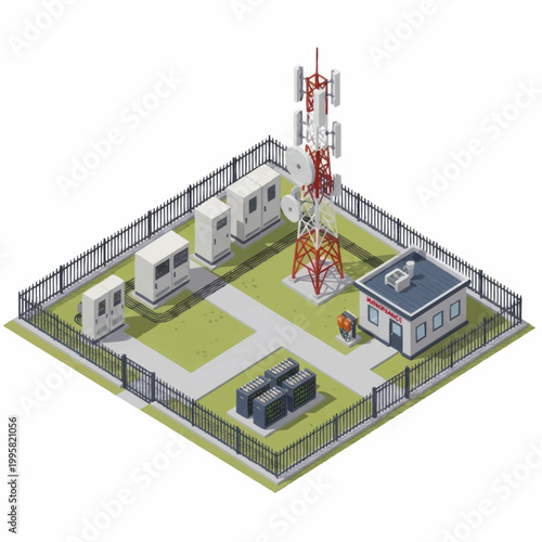 Modern Telecommunications Tower and Equipment Site.