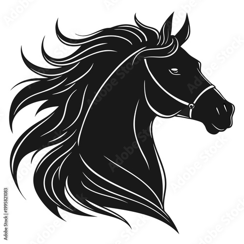 Bild auf Leinwand Black horse head, side view