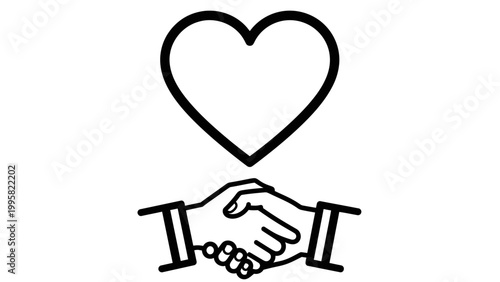 Heart and Handshake Icon: Love, Partnership, Trust, and Agreement