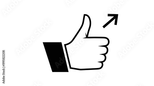 Thumbs Up Icon with Upward Arrow, Positive Feedback and Growth Concept