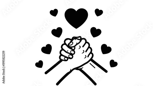 Unity and Love: Hands Clasping with Hearts Symbolizing Connection and Support