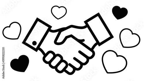 Handshake with Hearts: Partnership, Love, Agreement, Trust, Business Deal, Friendship