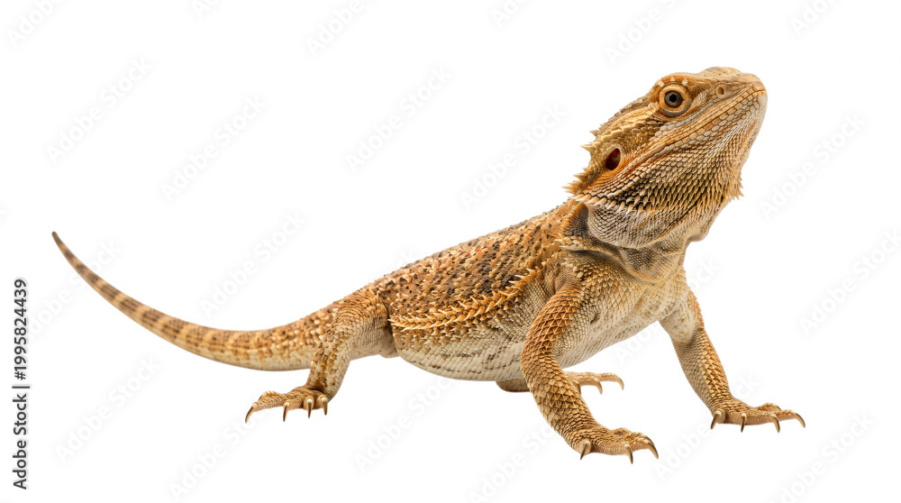 Fototapeta premium Bearded dragon lizard standing isolated on transparent background