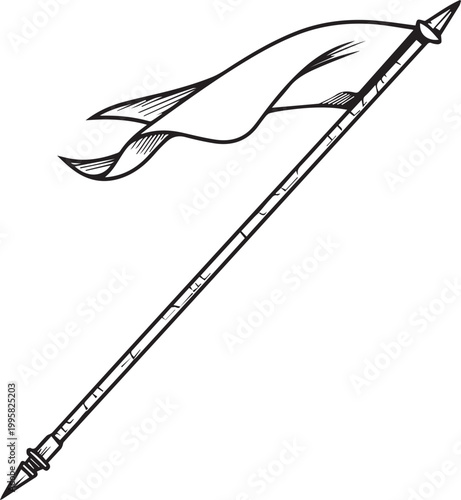 A simple illustration shows a clean white flag waving triumphantly on its staff. It's a symbol of surrender, and victory, often used in times of conflict.