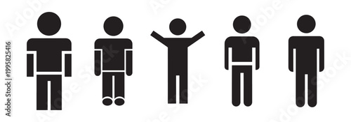 Black people icons standing in a row Vector
