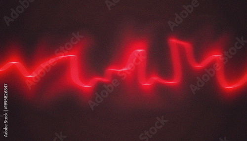 Red light waves flow across a dark background, illustrating a pulse of data or frequency that symbolizes high-energy signals in an advanced technological communication system.