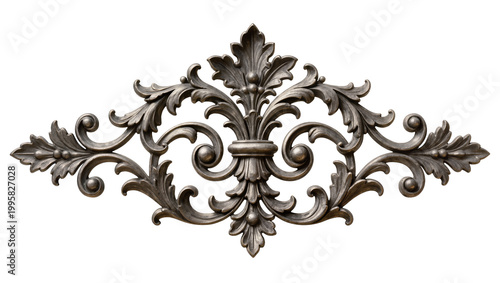 Foto Ornate antique silver decorative flourish with leaves and scrolls
