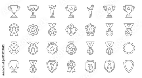A collection of award icons and symbols.