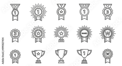 Collection of award icons and medals.