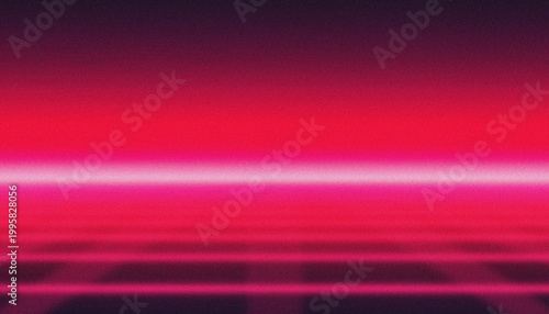 Grid landscape features a neon red light horizon with parallel laser lines stretching into the distance to evoke a classic eighties retro-futuristic synthwave aesthetic style.