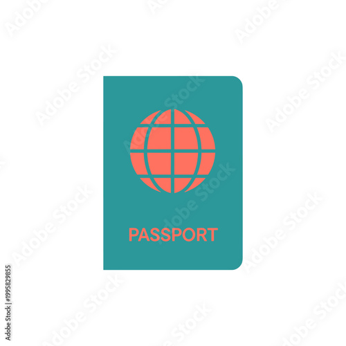 Teal passport with globe symbol on cover isolated on white background travel document for international trips
