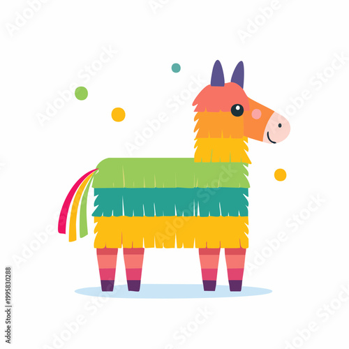 Colorful cartoon pinata in the shape of a donkey celebrating a fiesta or party event