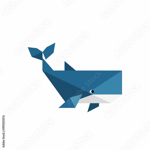 Geometric Origami Whale Illustration